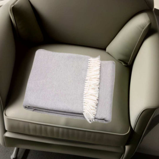 Light Gray Mini Dot Fringed Throw Blanket - Homeroots - Flyclothing LLC