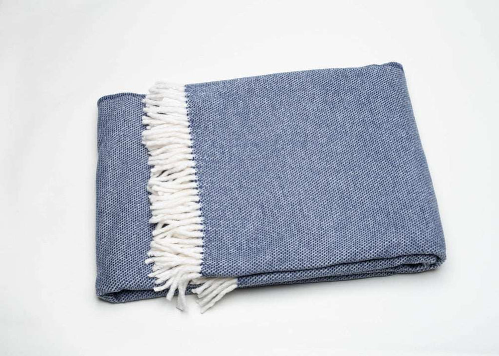 Navy Blue Mini Dot Fringed Throw Blanket - Homeroots - Flyclothing LLC