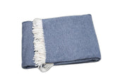 Navy Blue Mini Dot Fringed Throw Blanket - Homeroots