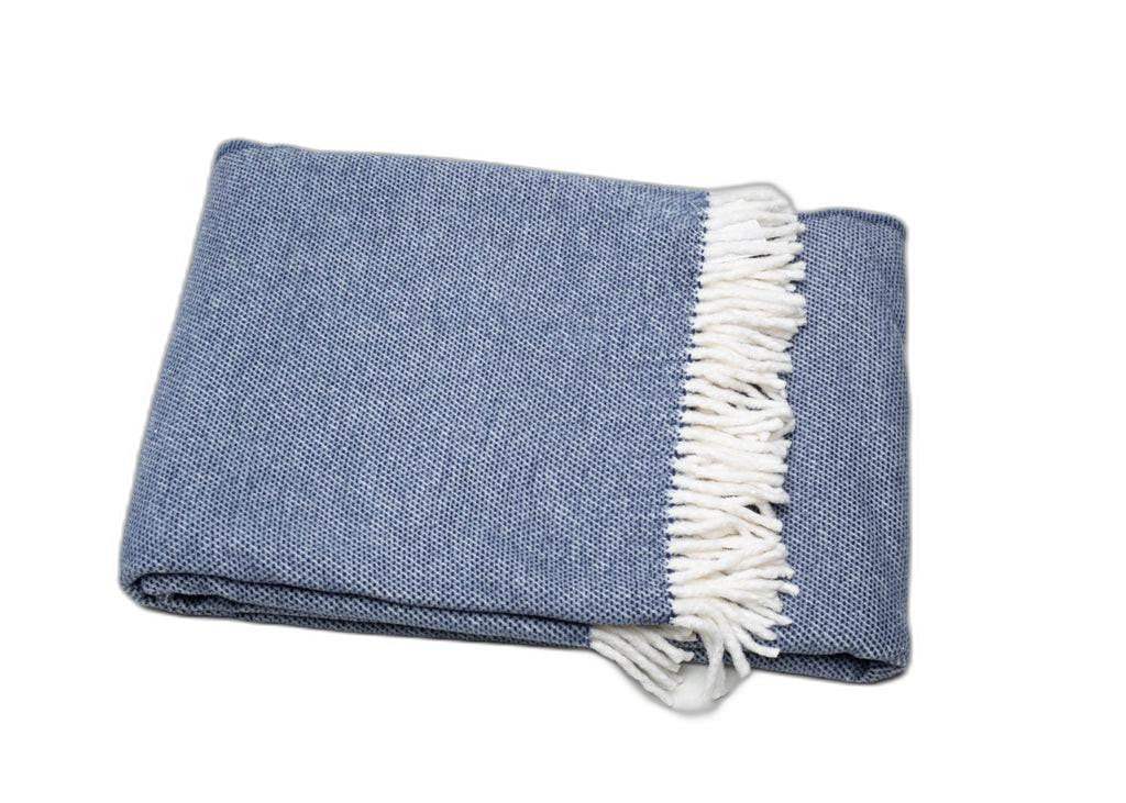 Navy Blue Mini Dot Fringed Throw Blanket - Homeroots - Flyclothing LLC