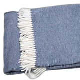 Navy Blue Mini Dot Fringed Throw Blanket - Homeroots