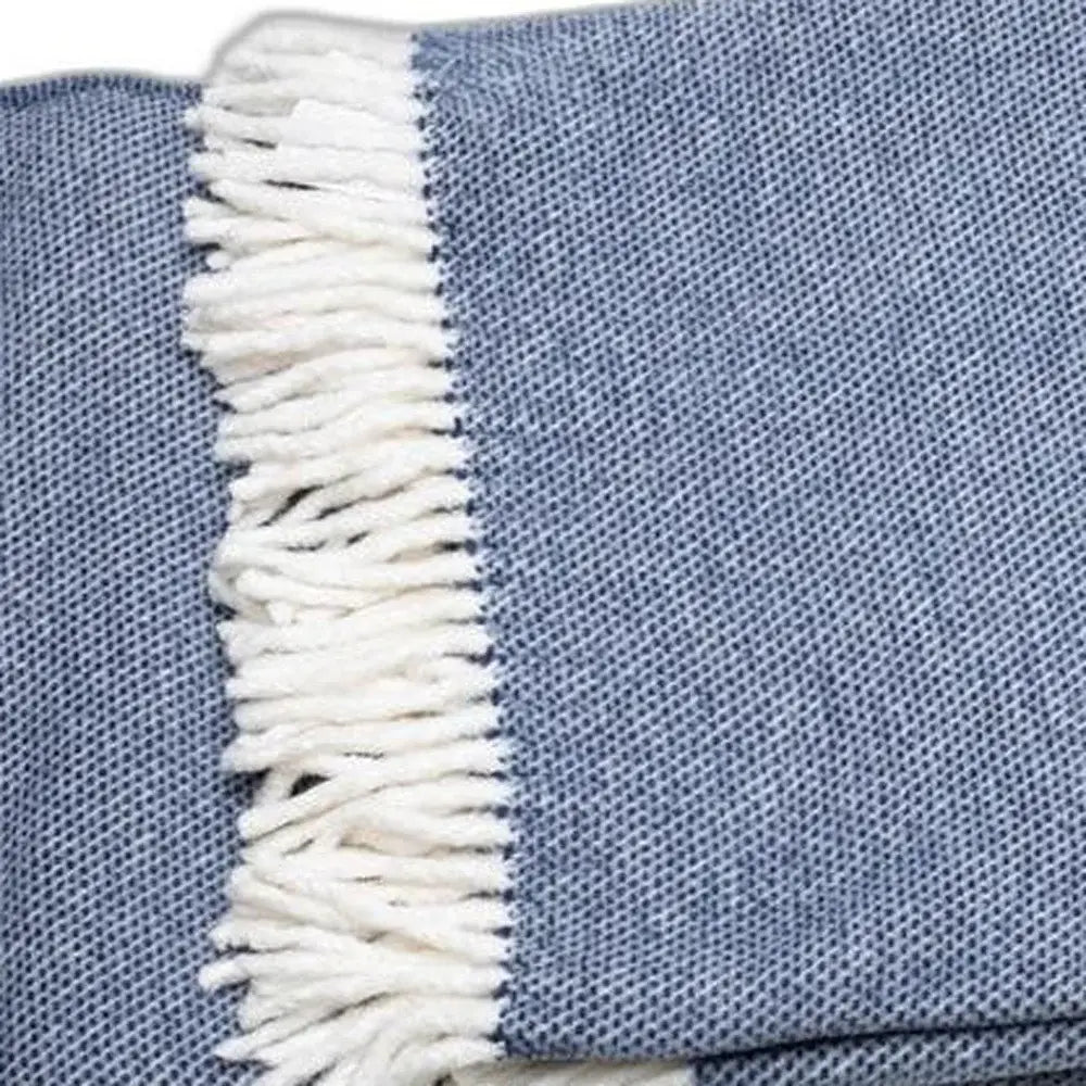 Navy Blue Mini Dot Fringed Throw Blanket - Homeroots - Flyclothing LLC