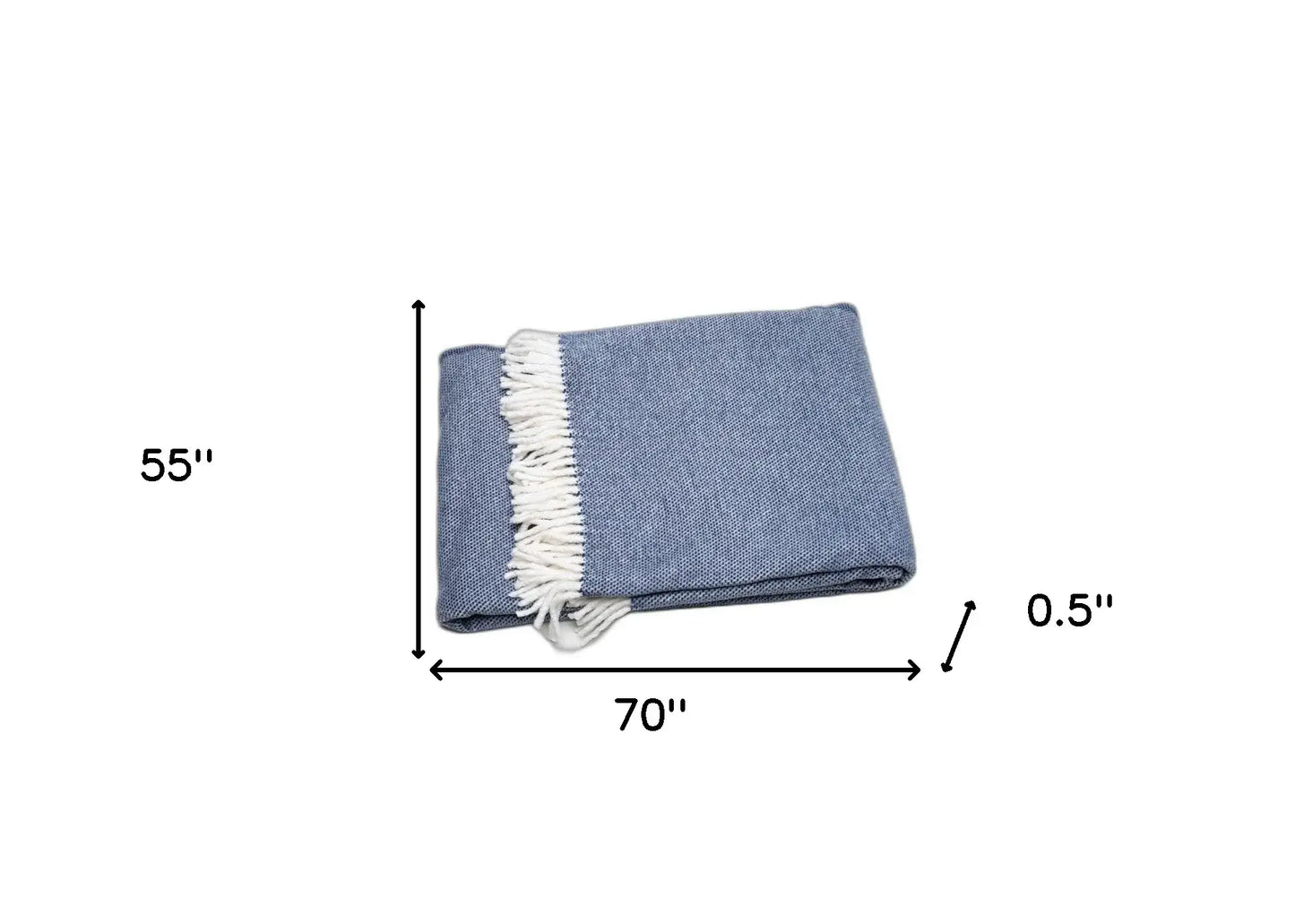 Navy Blue Mini Dot Fringed Throw Blanket - Homeroots - Flyclothing LLC