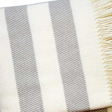 Cream and Gray Slanted Stripe Fringed Throw Blanket - Homeroots - Flyclothing LLC