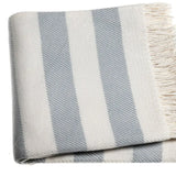 Cream and Sky Blue Slanted Stripe Fringed Throw Blanket - Homeroots - Flyclothing LLC