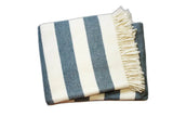 Cream and Slate Slanted Stripe Fringed Throw Blanket - Homeroots - Flyclothing LLC