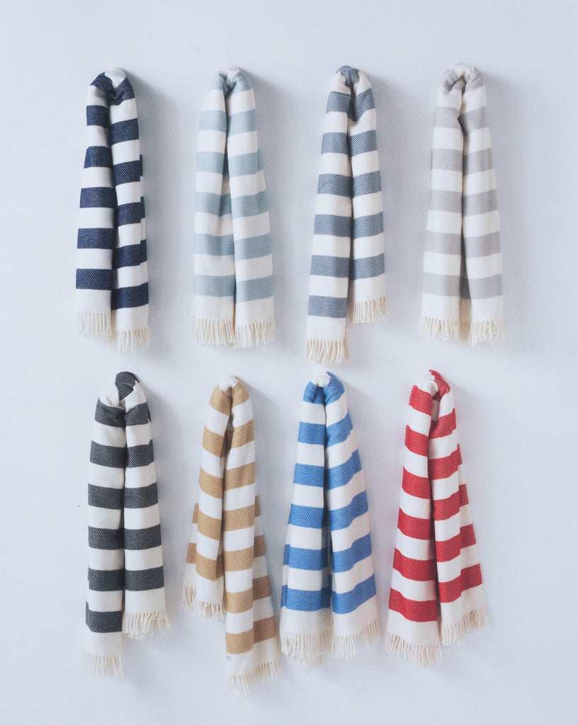 Cream and Stone Slanted Stripe Fringed Throw Blanket - Homeroots - Flyclothing LLC