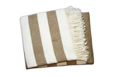 Cream and Stone Slanted Stripe Fringed Throw Blanket - Homeroots - Flyclothing LLC