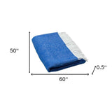 Royal Blue Soft Acrylic Herringbone Throw Blanket - Homeroots - Flyclothing LLC