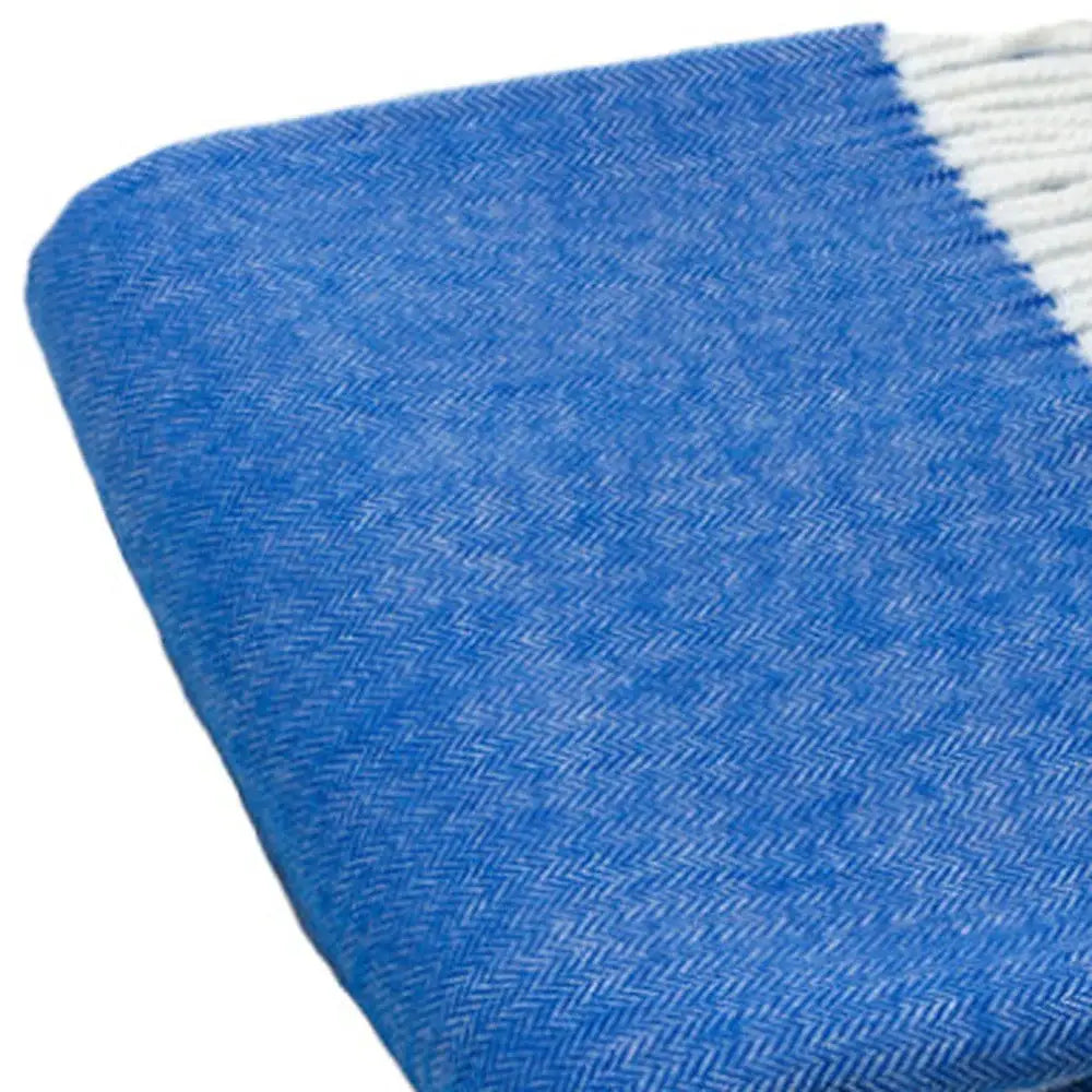 Royal Blue Soft Acrylic Herringbone Throw Blanket - Homeroots - Flyclothing LLC