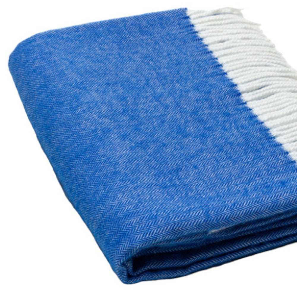 Royal Blue Soft Acrylic Herringbone Throw Blanket - Homeroots - Flyclothing LLC