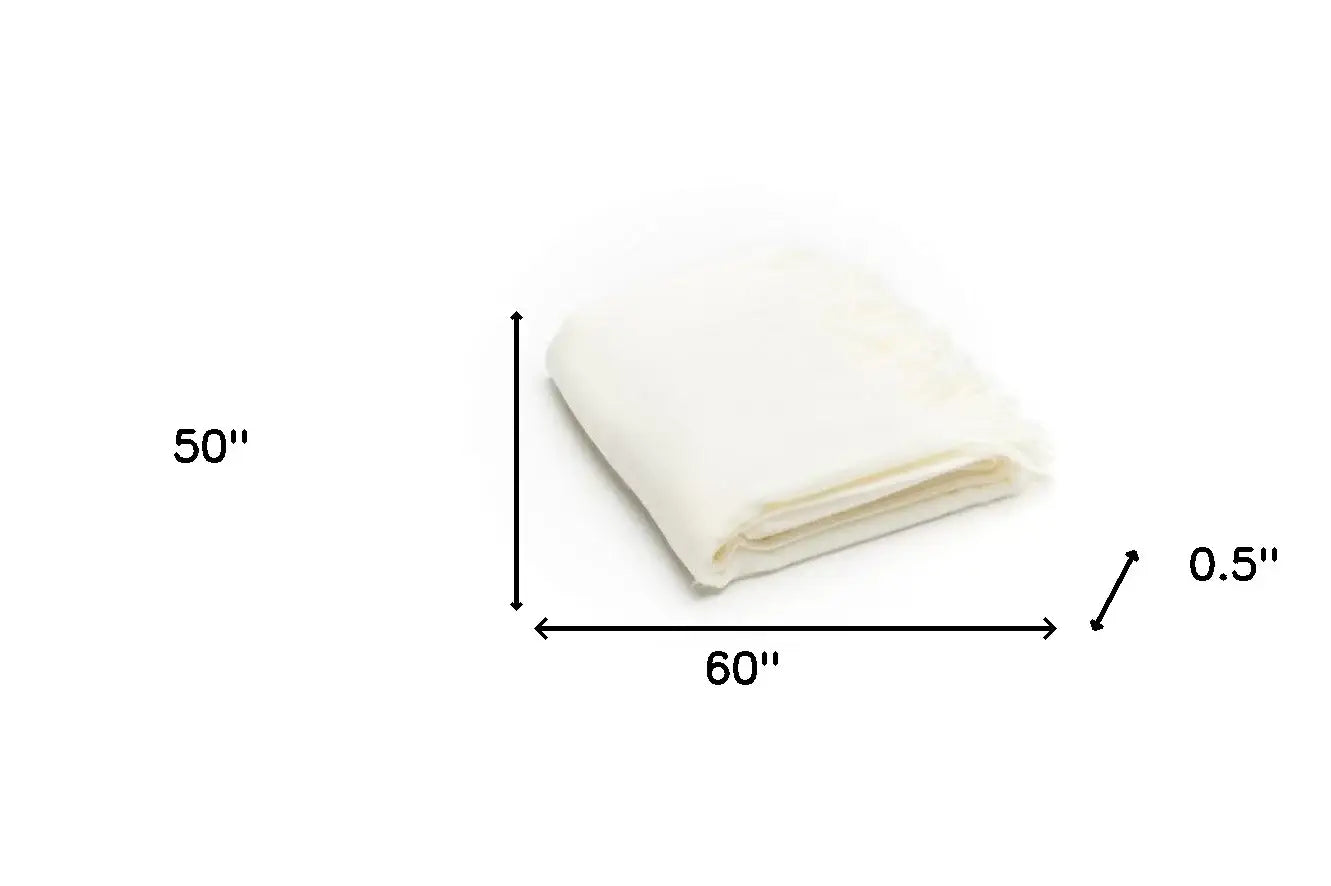 Creamy Milk Soft Acrylic Herringbone Throw Blanket - Homeroots - Flyclothing LLC