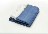 Denim Blue Soft Acrylic Herringbone Throw Blanket - Homeroots