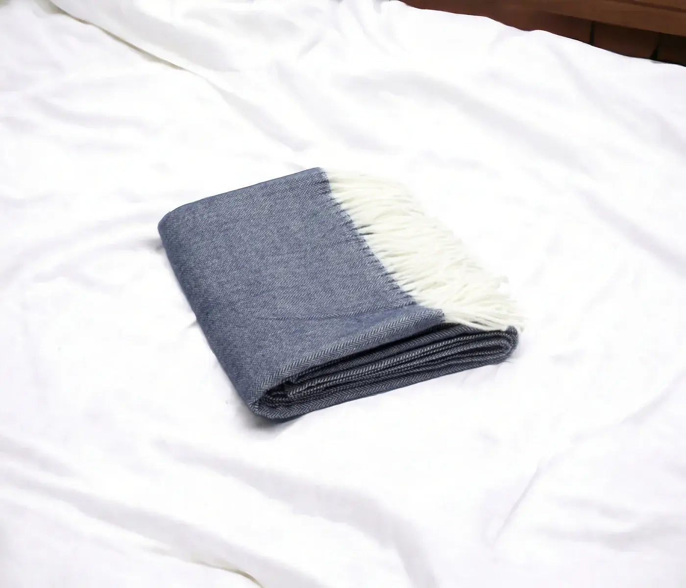 Navy Blue Soft Acrylic Herringbone Throw Blanket - Homeroots - Flyclothing LLC