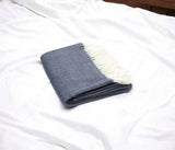 Navy Blue Soft Acrylic Herringbone Throw Blanket - Homeroots - Flyclothing LLC