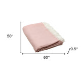 Pastel Pink Soft Acrylic Herringbone Throw Blanket - Homeroots - Flyclothing LLC