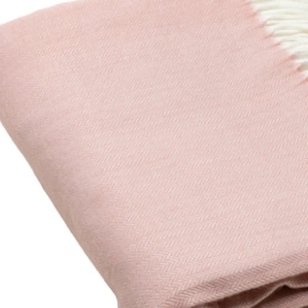 Pastel Pink Soft Acrylic Herringbone Throw Blanket - Homeroots - Flyclothing LLC