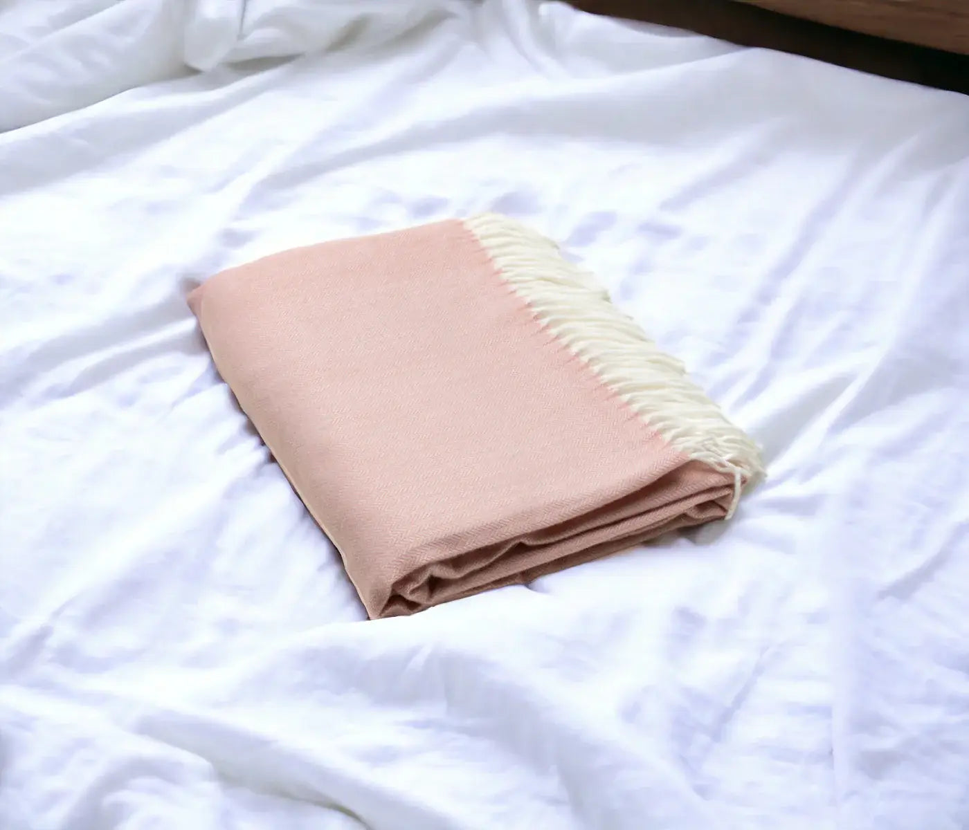 Pastel Pink Soft Acrylic Herringbone Throw Blanket - Homeroots - Flyclothing LLC