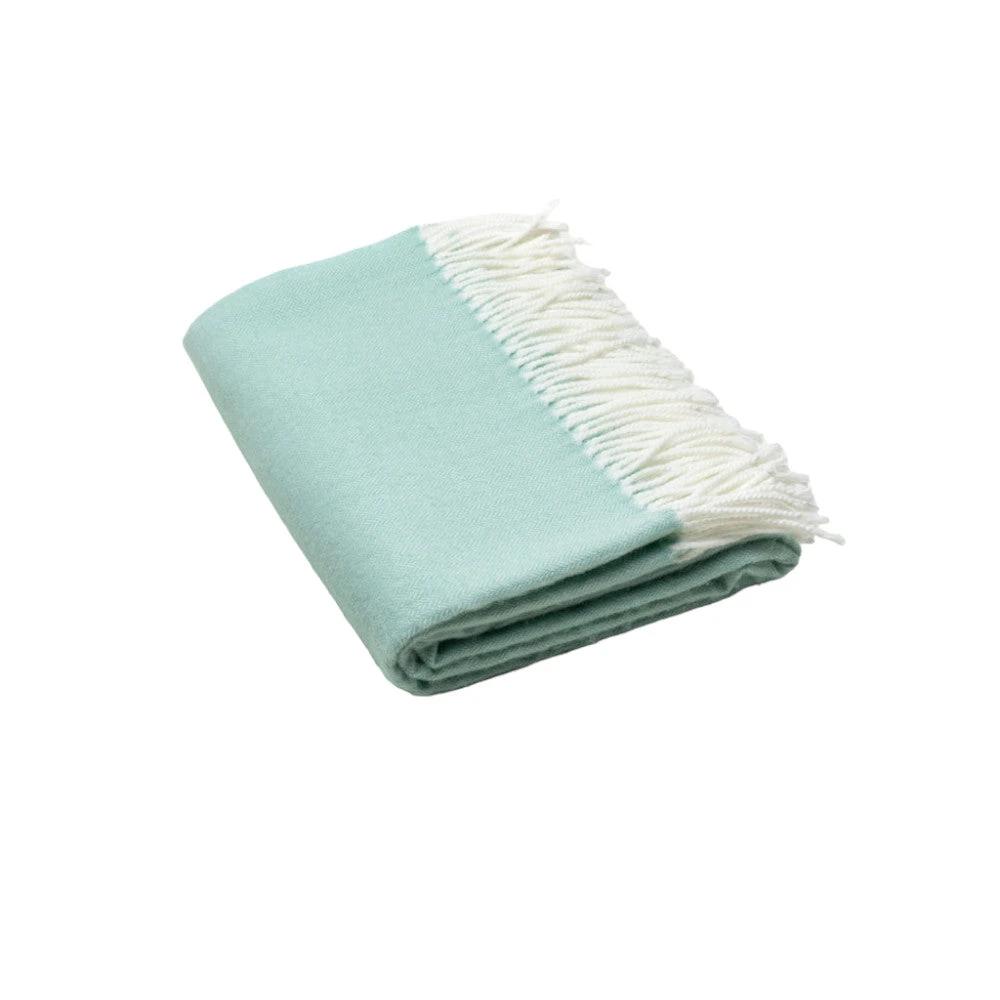 Green Woven Acrylic Herringbone Plush Reversable Throw - Homeroots