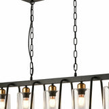 Black Shaded Five Light Metal Ceiling Light With Clear Shades - Homeroots