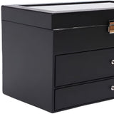 13" Black Faux Leather Box - Homeroots