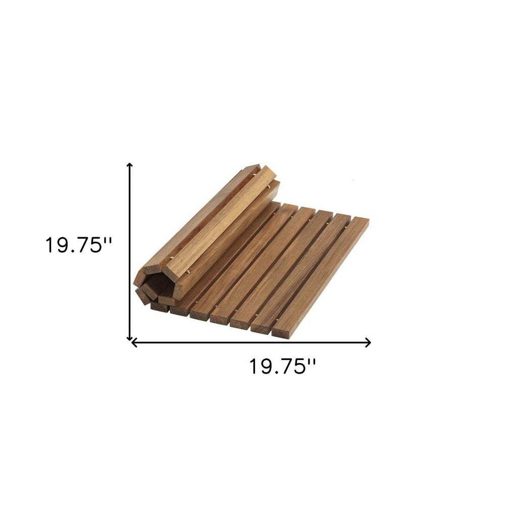 Designer Roll Up Genuine Teak 2' x 3' Mat - Homeroots - Flyclothing LLC