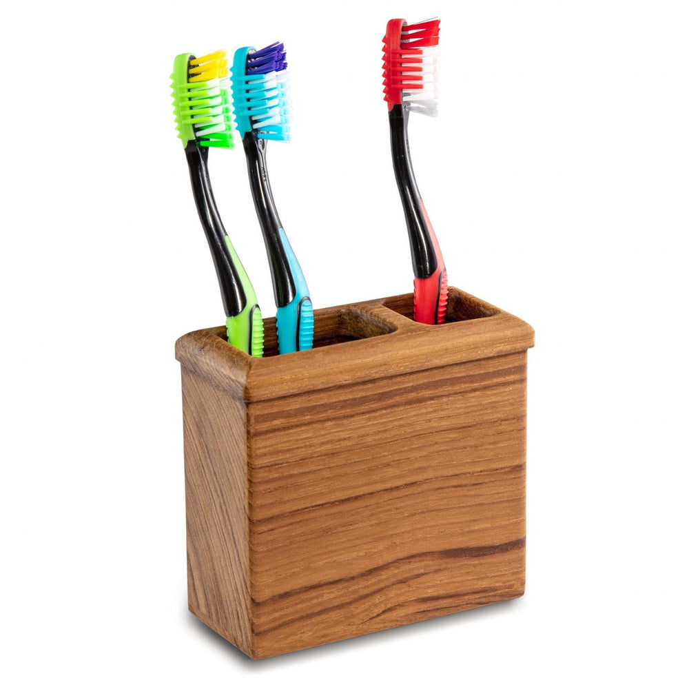 Traditional Solid Teak Rectangular Toothbrush Holder - Homeroots - Flyclothing LLC