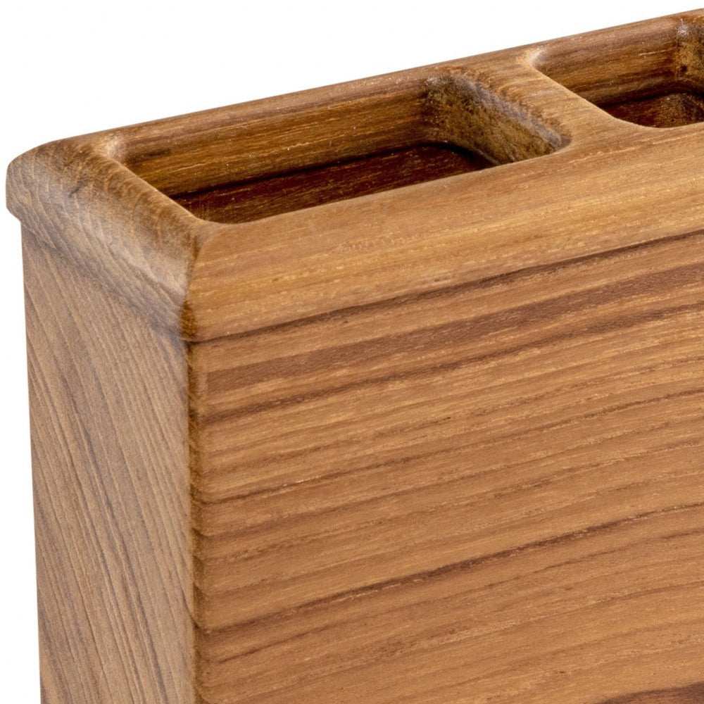 Traditional Solid Teak Rectangular Toothbrush Holder - Homeroots - Flyclothing LLC