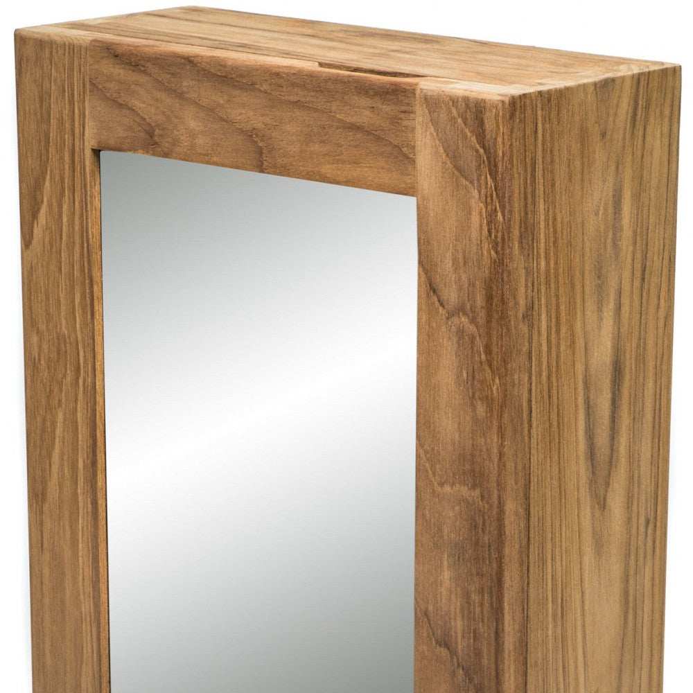 Traditional Solid Teak Hanging Mirrored Medicine Cabinet - Homeroots - Flyclothing LLC
