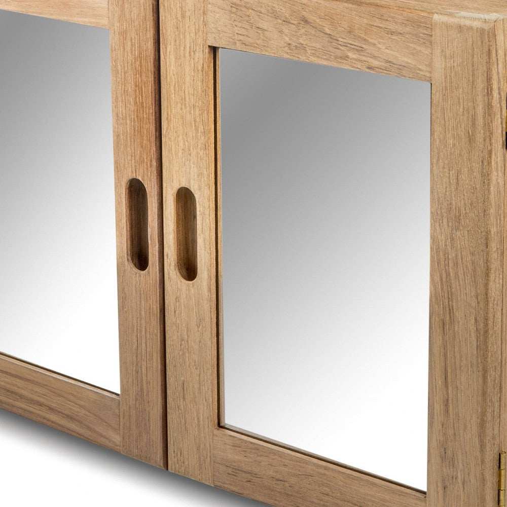 Traditional Solid Teak Double Door Mirrored Medicine Cabinet - Homeroots - Flyclothing LLC