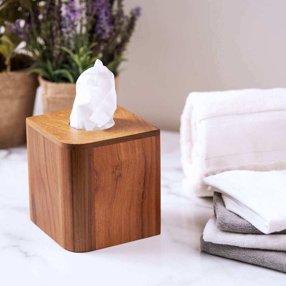 Designer Genuine Teak Tissue Box Cover - Homeroots - Flyclothing LLC