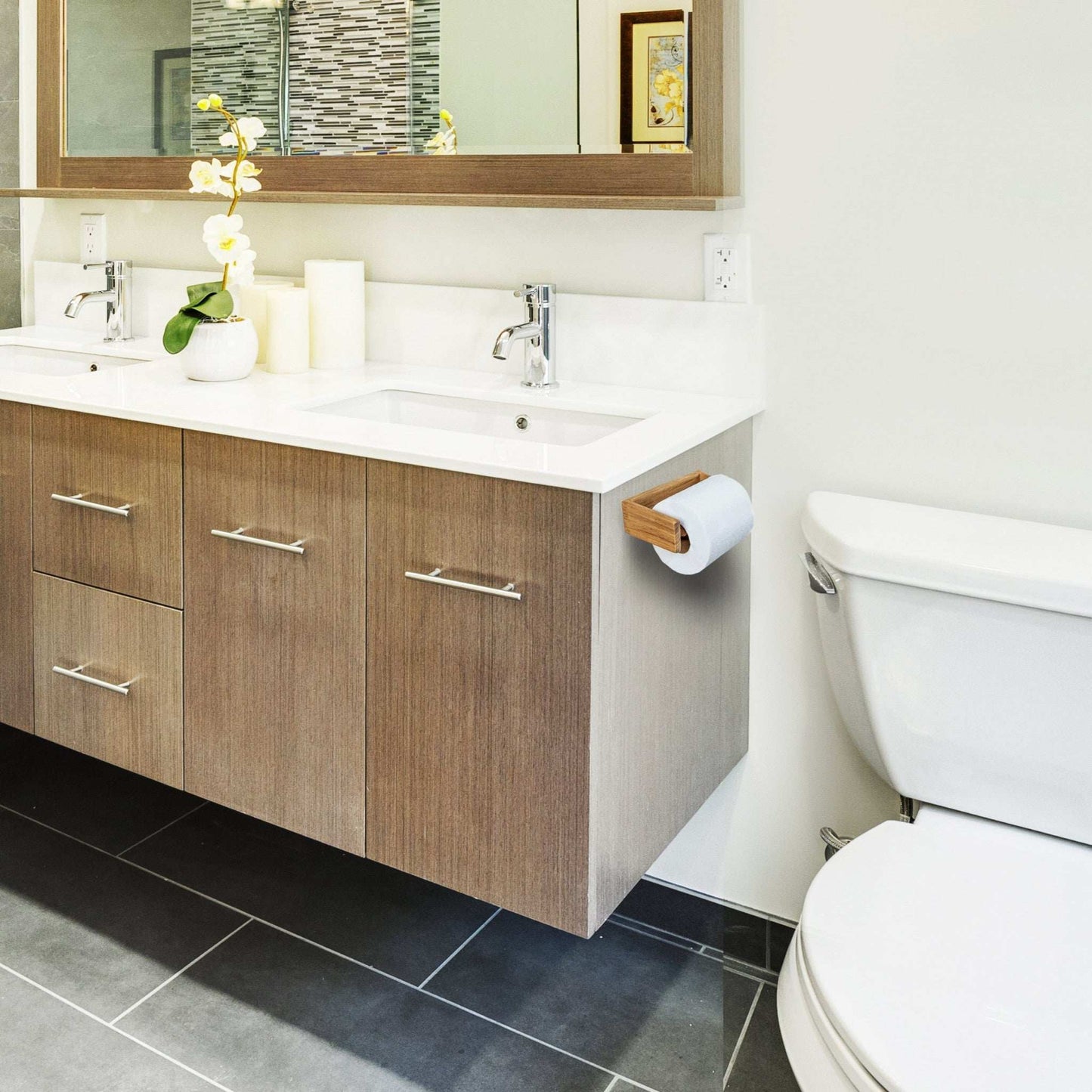 Traditional Solid Teak Wall Mount Toilet Paper Holder - Homeroots - Flyclothing LLC