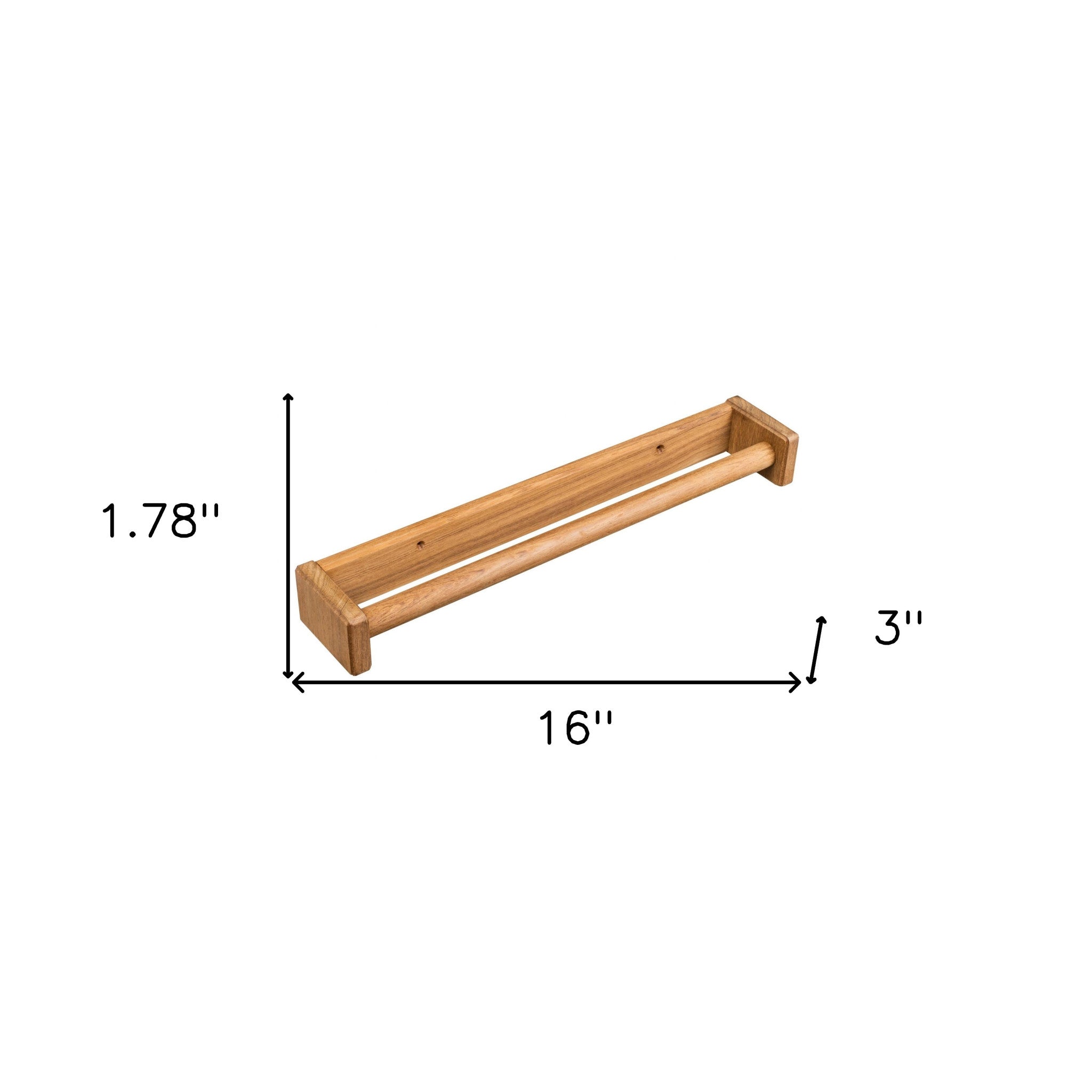 16" Traditional Solid Teak Towel Bar - Homeroots - Flyclothing LLC