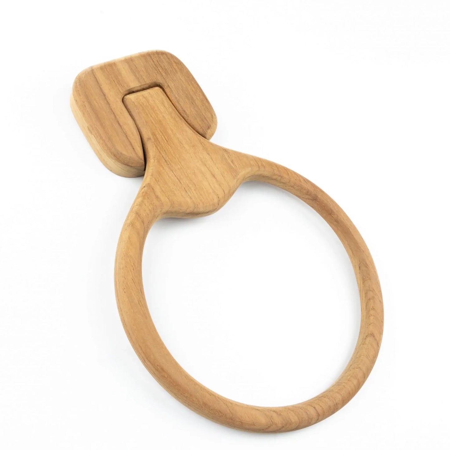 Natural Solid Teak Wood Wall Mount Towel Ring - Homeroots - Flyclothing LLC