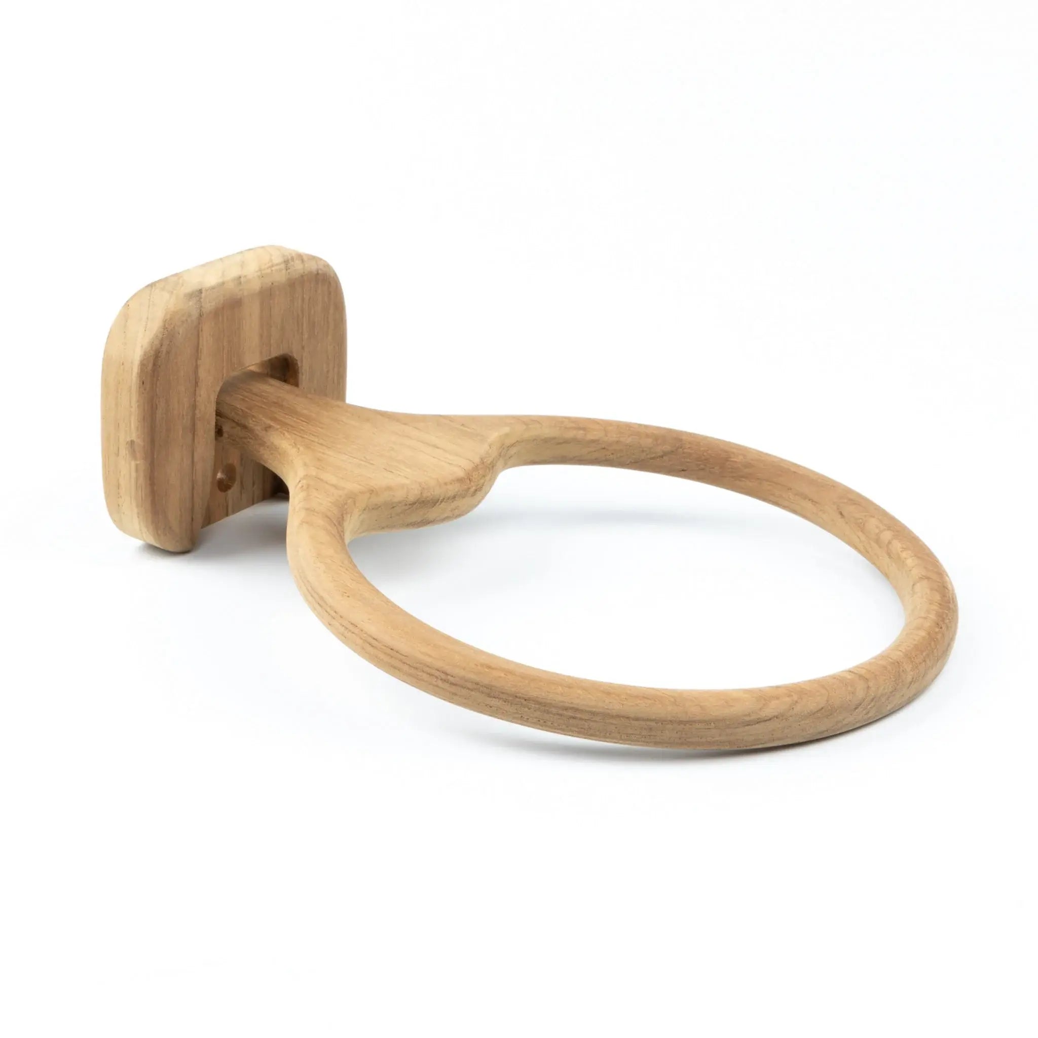 Natural Solid Teak Wood Wall Mount Towel Ring - Homeroots - Flyclothing LLC