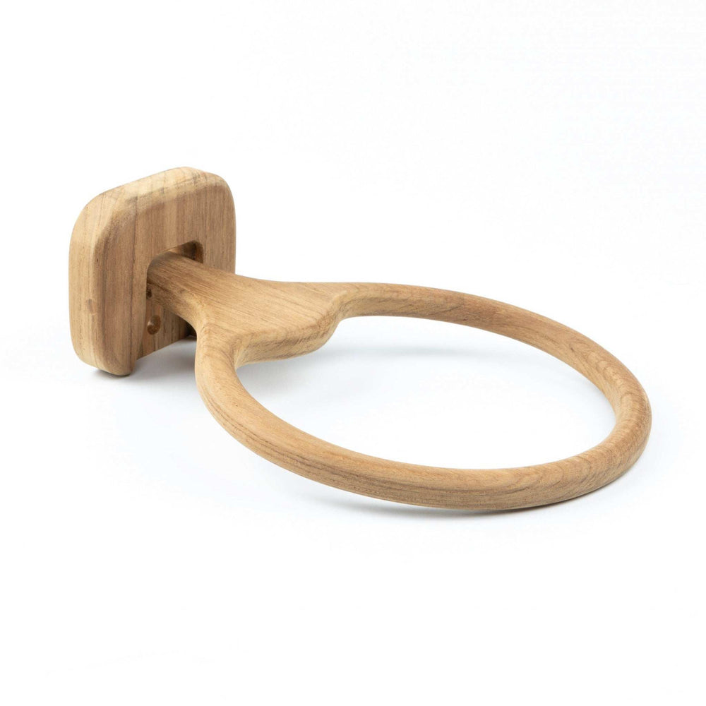 Natural Solid Teak Wood Wall Mount Towel Ring - Homeroots - Flyclothing LLC
