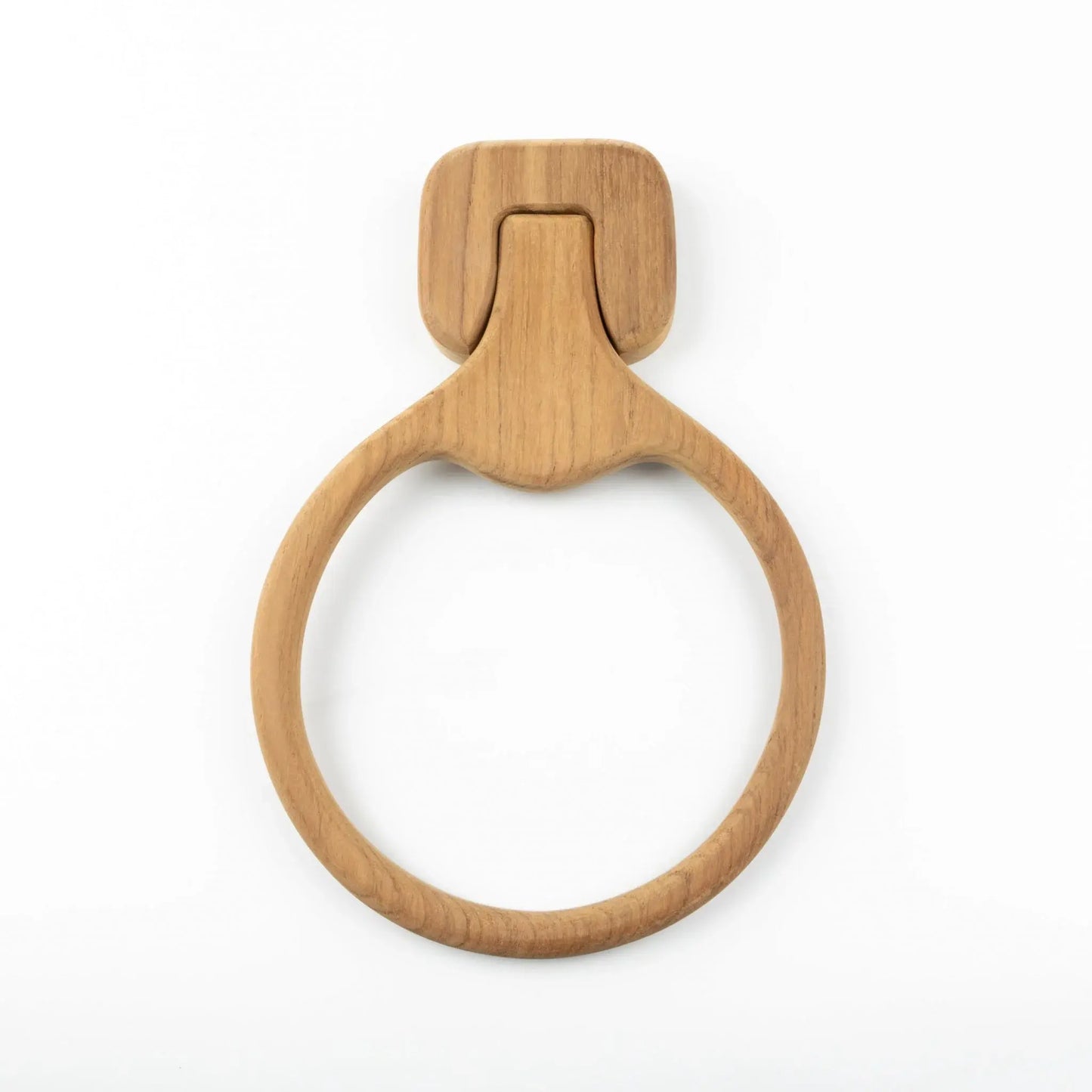 Natural Solid Teak Wood Wall Mount Towel Ring - Homeroots - Flyclothing LLC