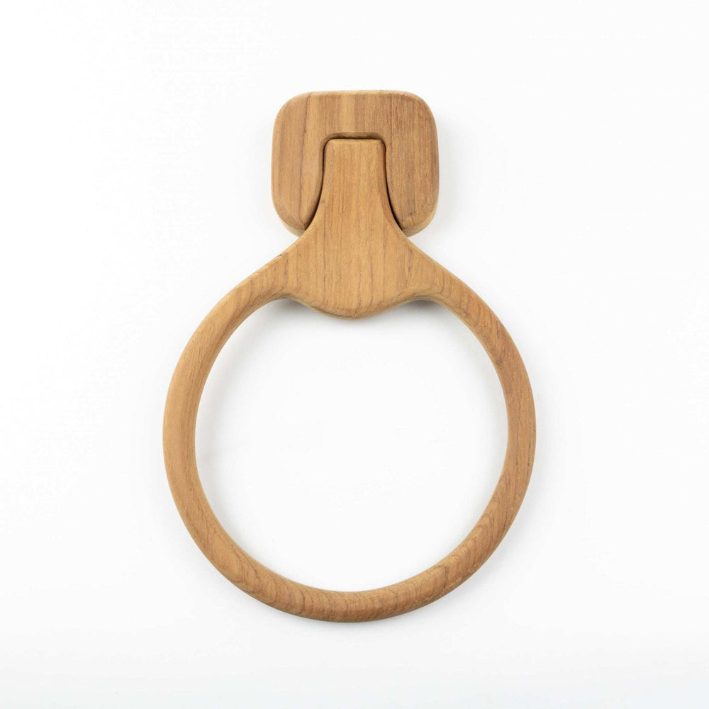 Natural Solid Teak Wood Wall Mount Towel Ring - Homeroots - Flyclothing LLC