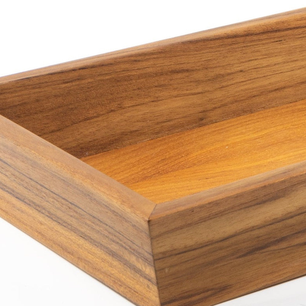 15" Brown Solid Teak Vanity Tray - Homeroots - Flyclothing LLC