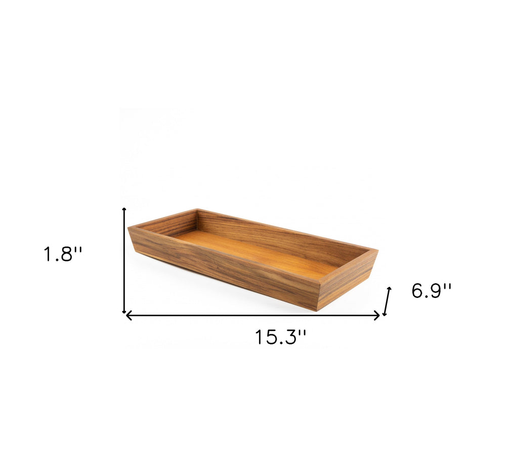 15" Brown Solid Teak Vanity Tray - Homeroots - Flyclothing LLC
