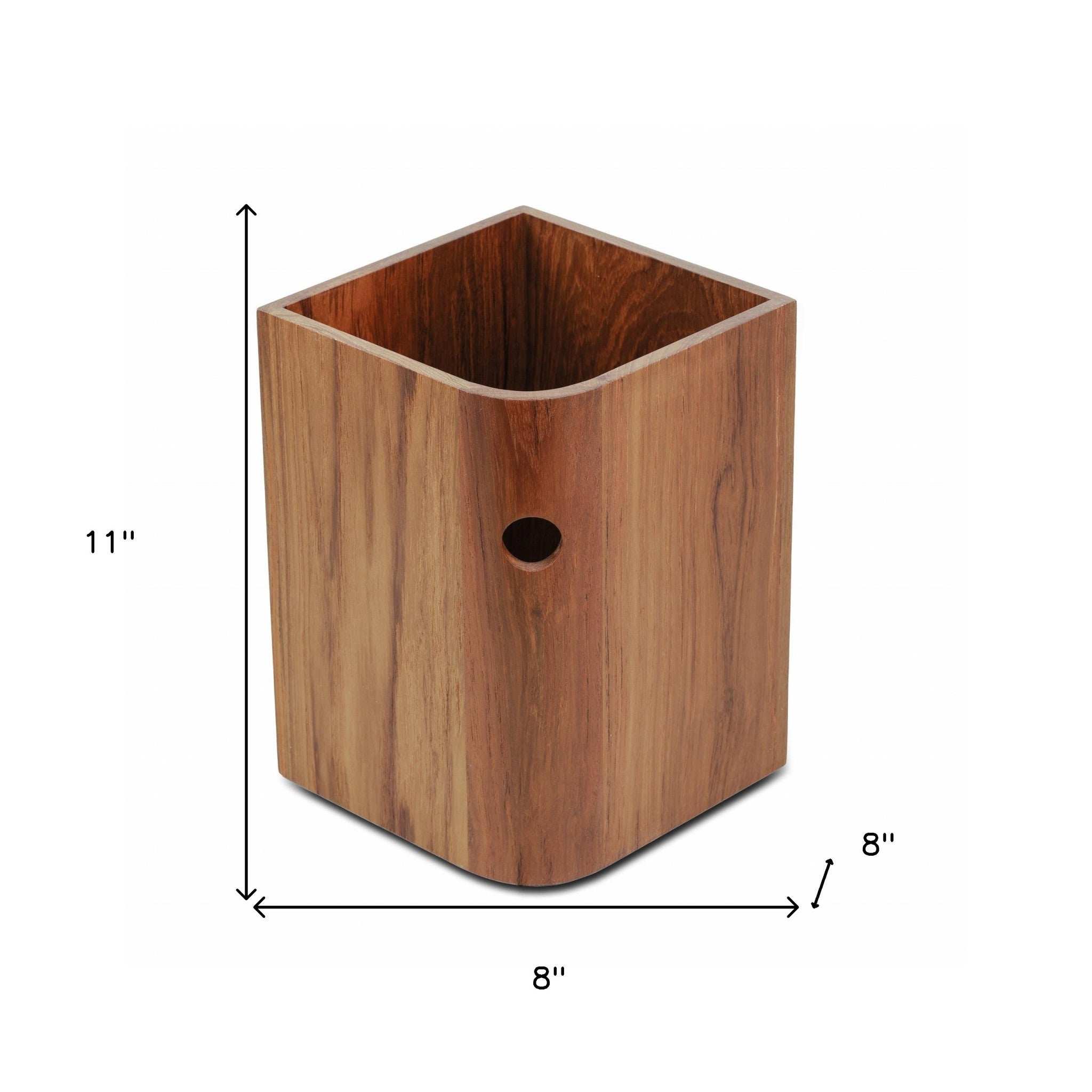Designer Genuine Teak Waste Basket - Homeroots - Flyclothing LLC