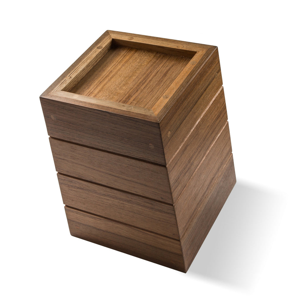 10" Traditional Solid Teak Small Waste Basket - Homeroots - Flyclothing LLC