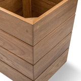 10" Traditional Solid Teak Small Waste Basket - Homeroots - Flyclothing LLC