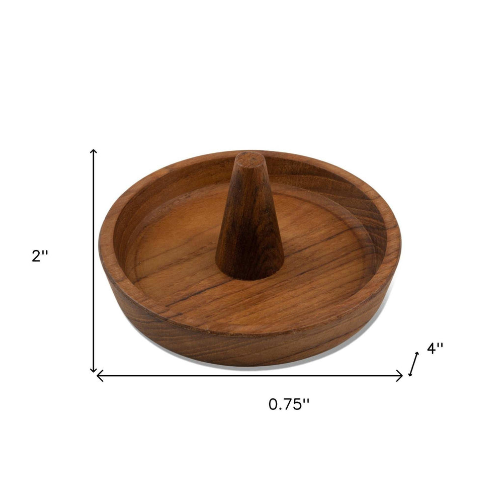 Traditional Solid Teak Ring Cone Jewelry Dish - Homeroots - Flyclothing LLC
