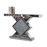 47" Clear and Silver Glass Mirrored Abstract Console Table - Homeroots - Flyclothing LLC