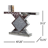 47" Clear and Silver Glass Mirrored Abstract Console Table - Homeroots - Flyclothing LLC