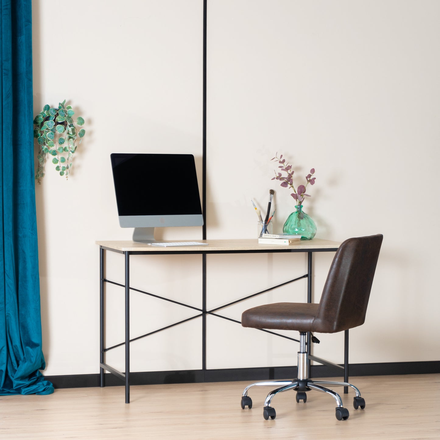 48" Brown and Black Computer Desk - Homeroots - Flyclothing LLC