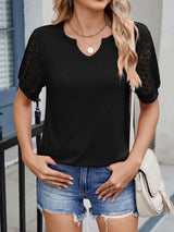 Lace Short Sleeve T-Shirt - Trendsi - Flyclothing LLC