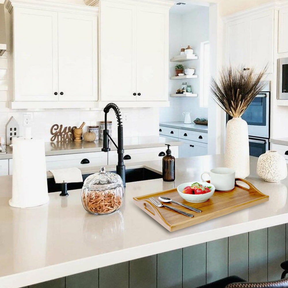 Designer Solid Teak 19" Serving Tray - Homeroots - Flyclothing LLC