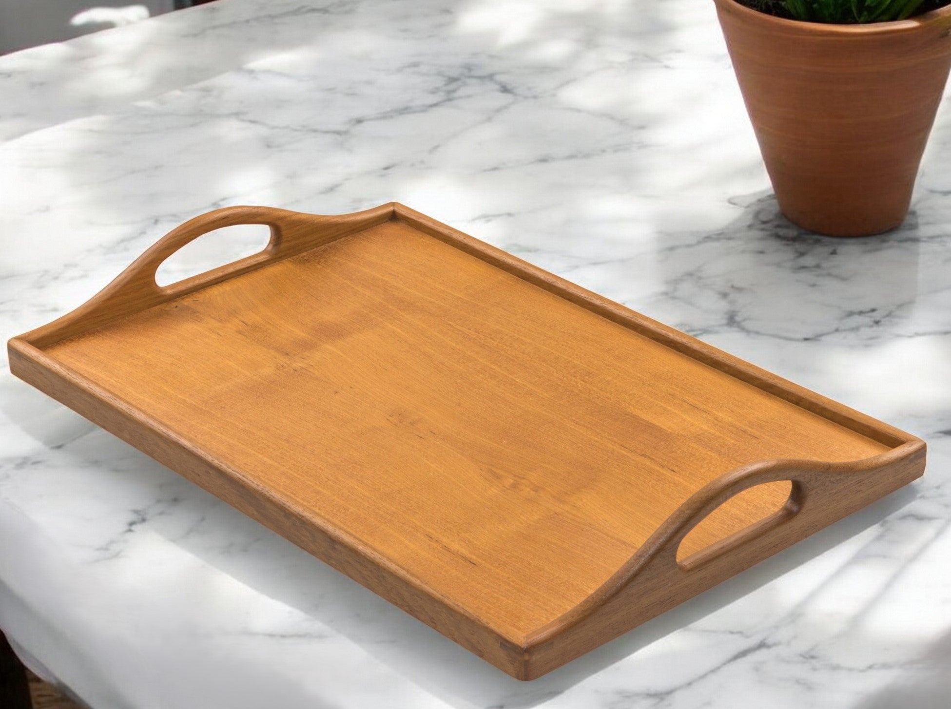 Designer Solid Teak 19" Serving Tray - Homeroots - Flyclothing LLC